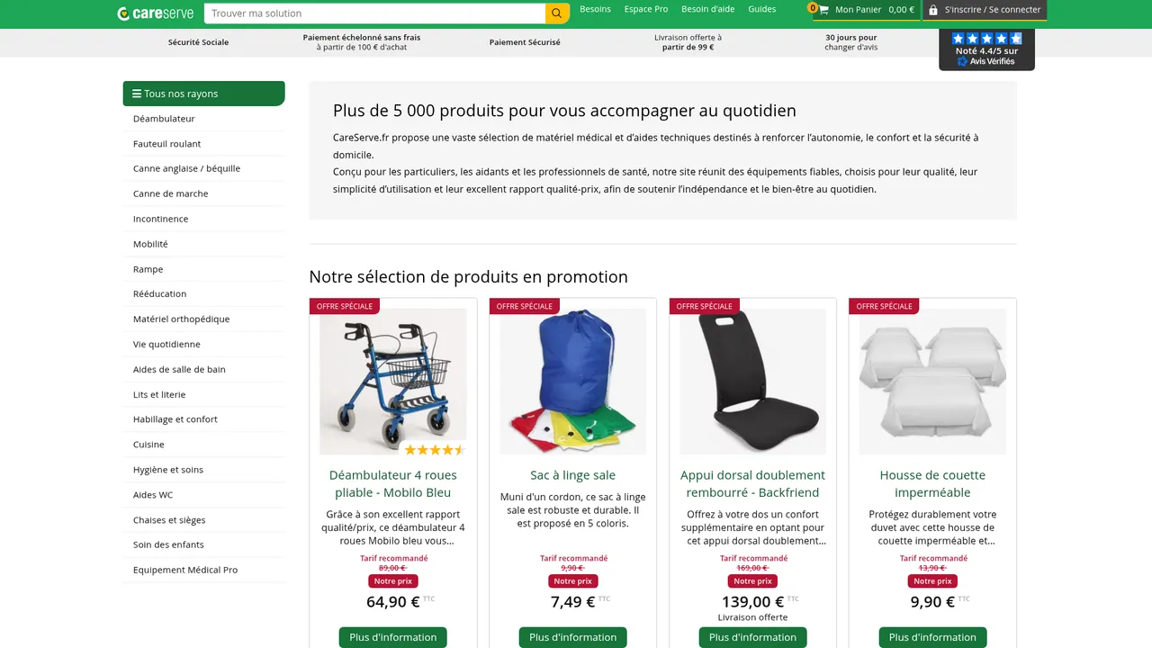 Aperçu du site Careserve