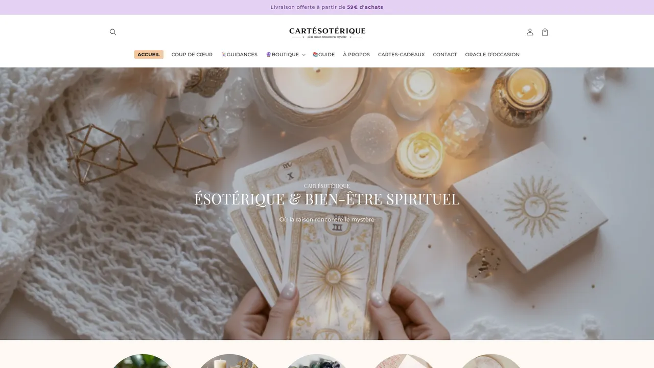 Screenshot de Cartésotérique | Boutique ésotérique & spirituelle en ligne
