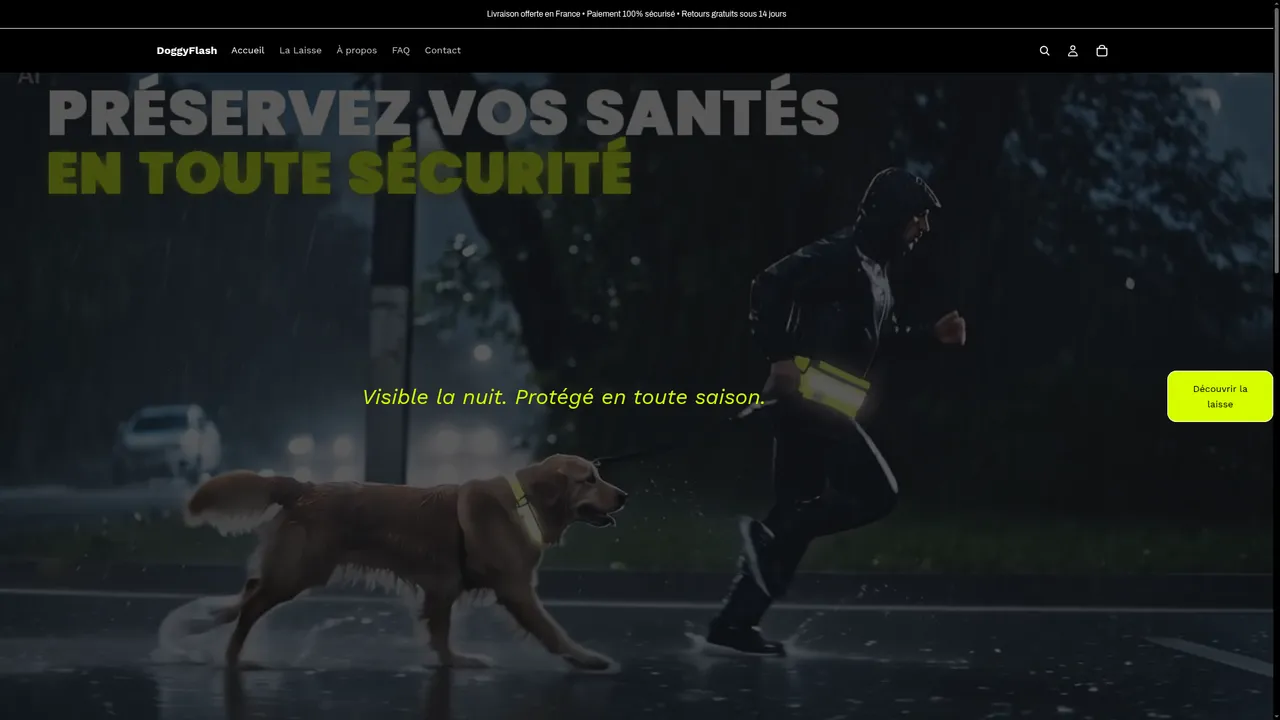 Aperçu du site Cat&dog – Laisse Réfléchissante et Imperméable pour Chien | Sécurité J
