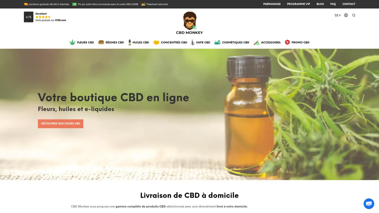 Aperçu du site CBD Monkey