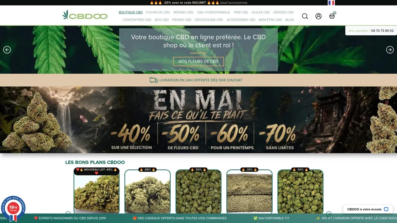 Aperçu du site CBDOO – Boutique CBD