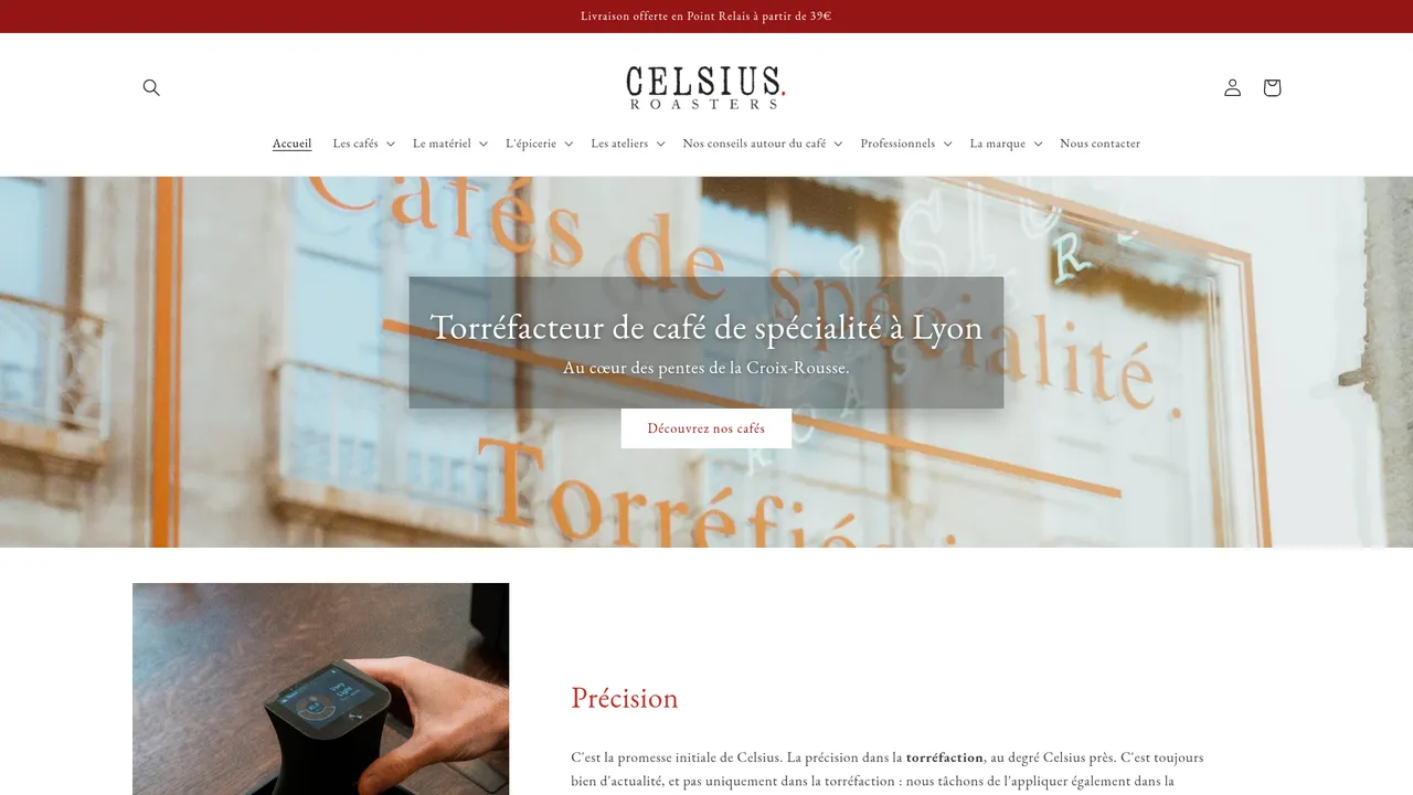 Aperçu du site Celsius Roasters