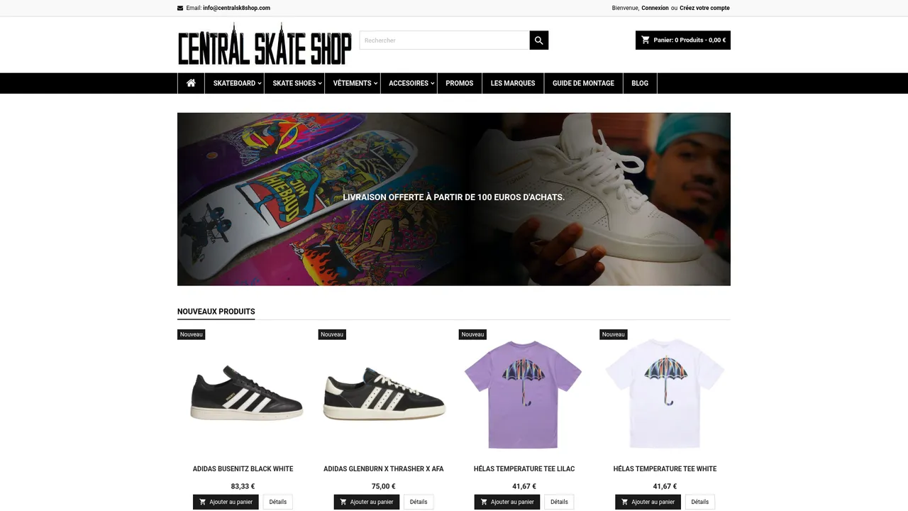 Aperçu du site Central Skate Shop
