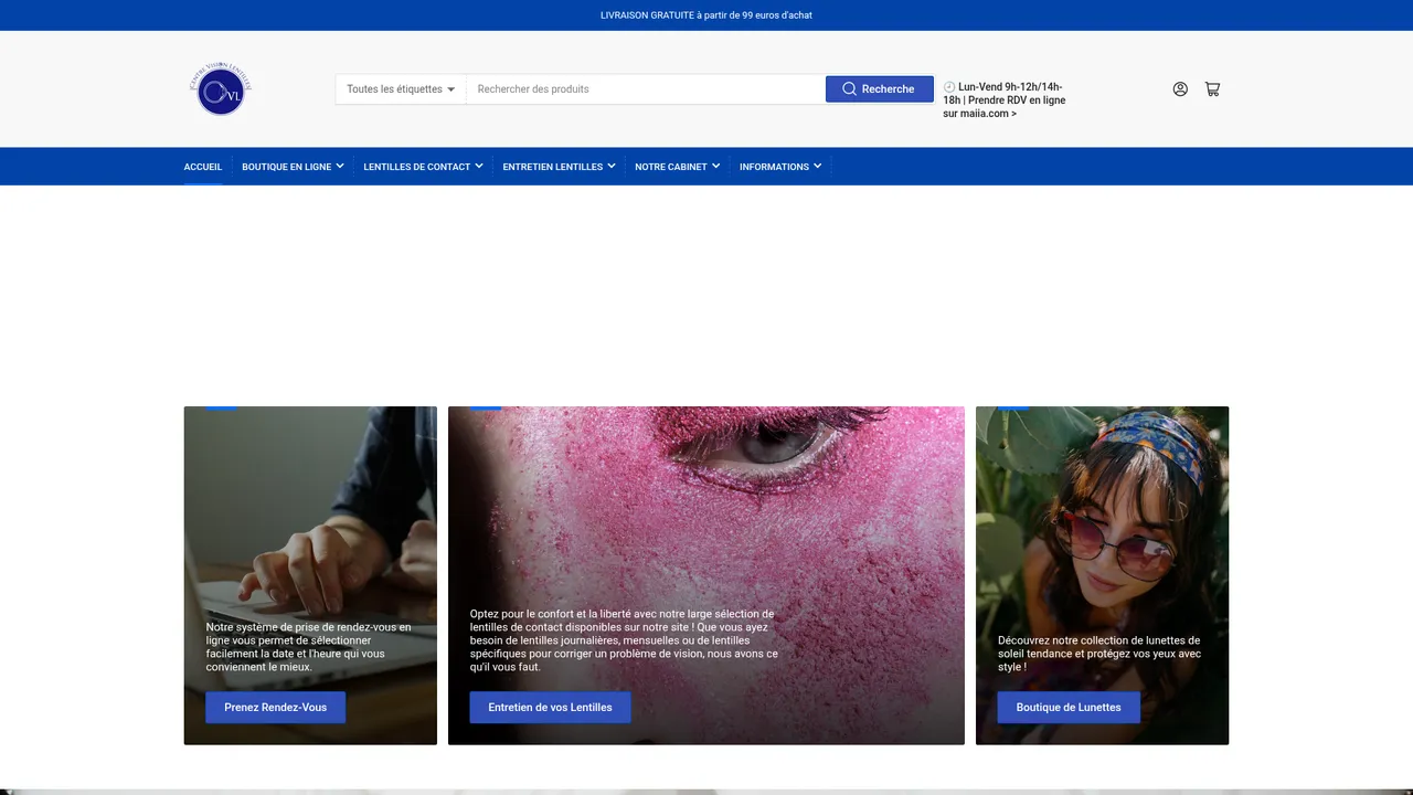 Screenshot de centrevisionlentille CVL OPTIQUE
