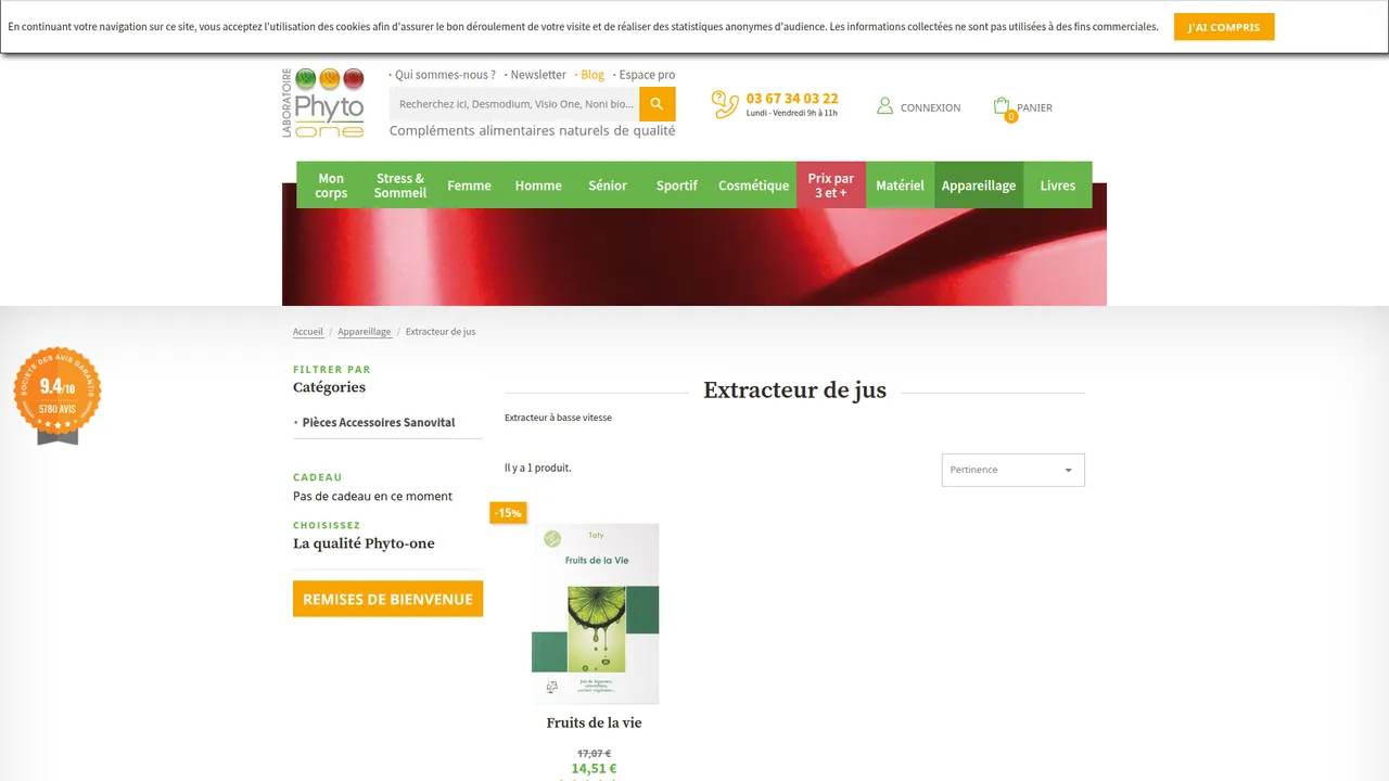 Aperçu du site Centrifugeuse - Extracteur de jus