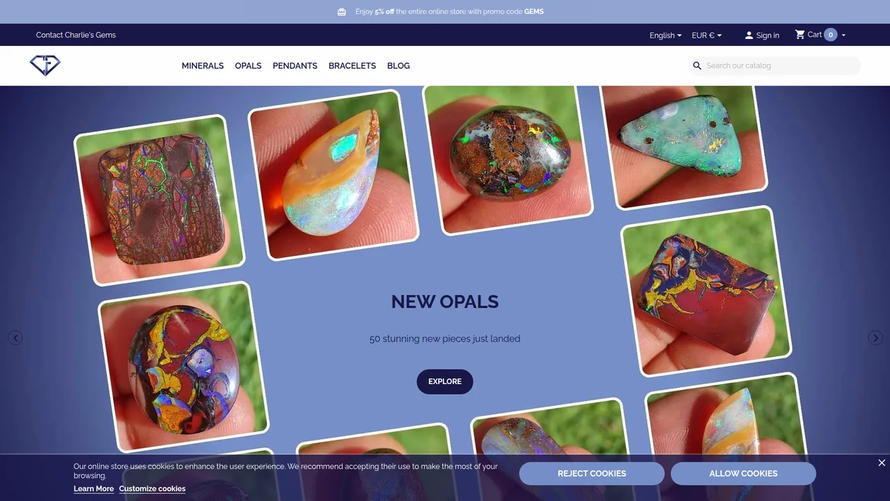 Aperçu du site Charlie's Gems