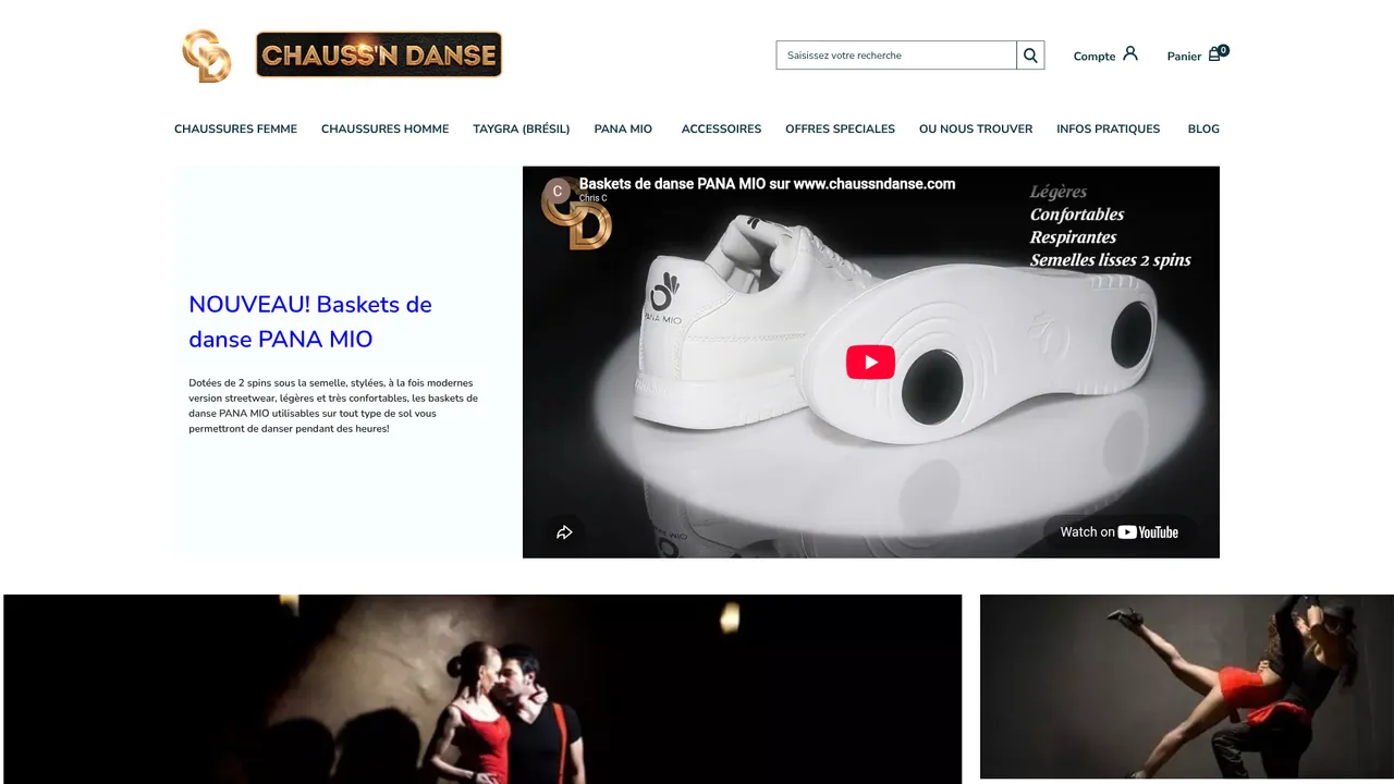 Aperçu du site Chauss'n Danse, toutes vos chaussures de danse !