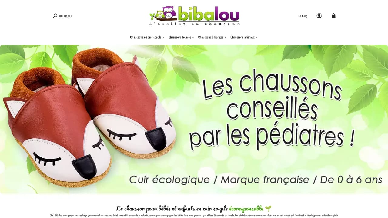 Aperçu du site Chaussons en cuir souple Bibalou