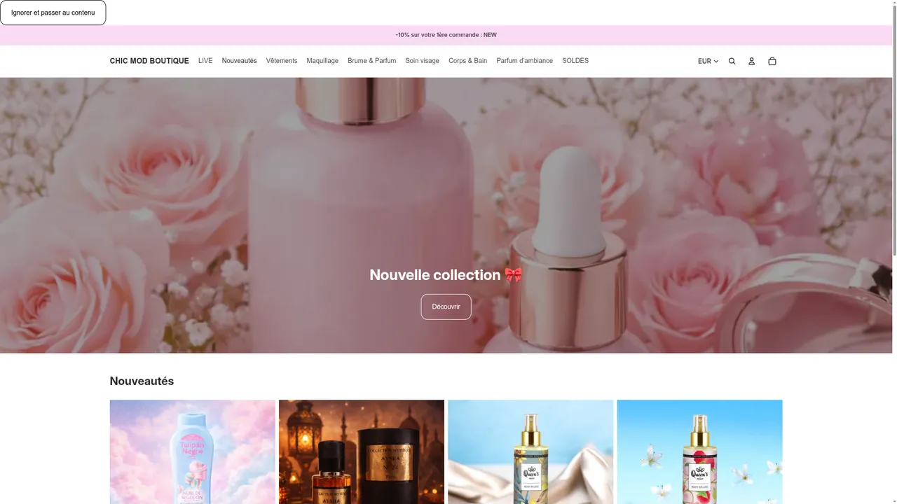 Aperçu du site ChicMod boutique