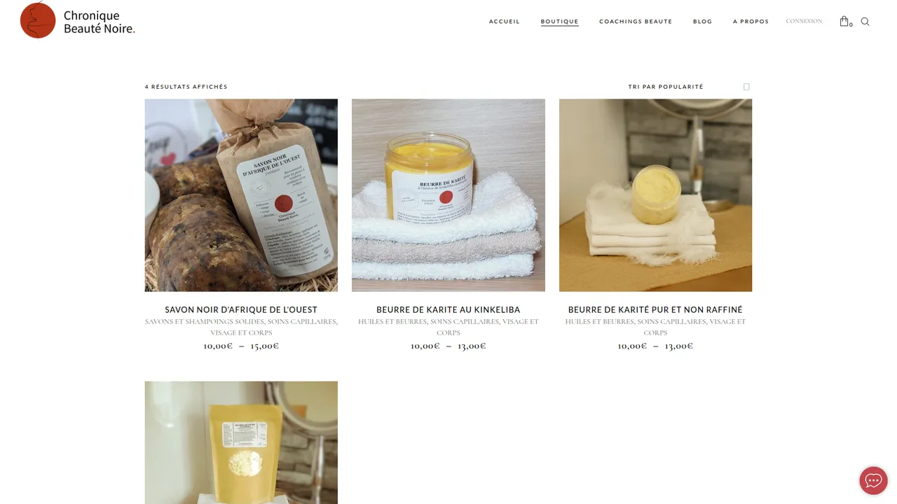 Aperçu du site Chronique beauté noire E-shop
