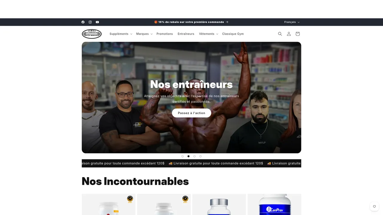 Aperçu du site classiquefitshop.ca