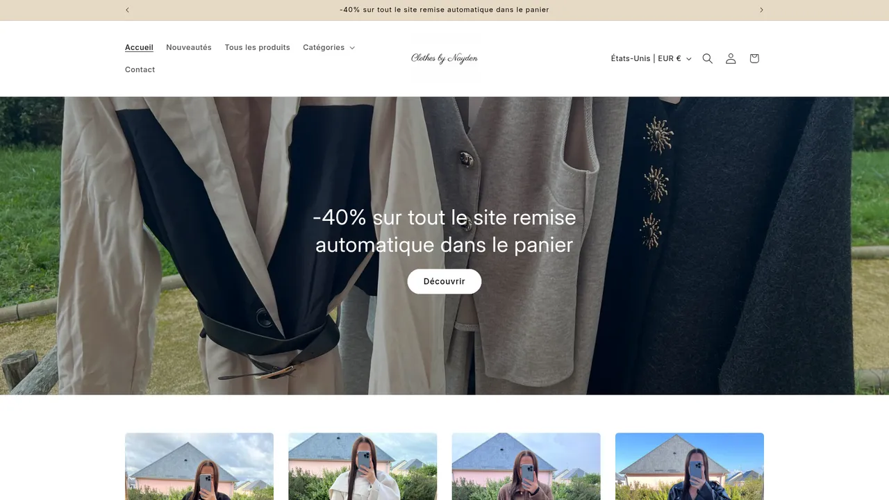 Aperçu du site Clothes by Nayden