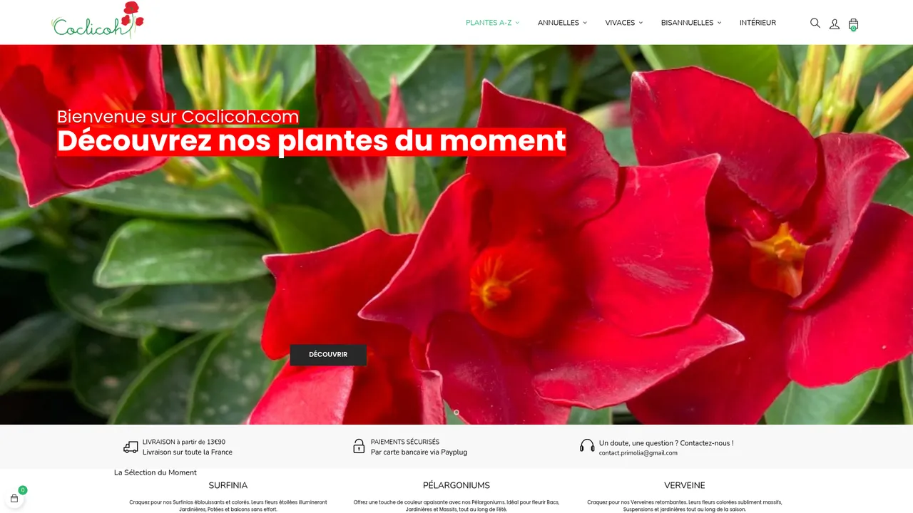 Aperçu du site Coclicoh.com : votre horticulteur en ligne