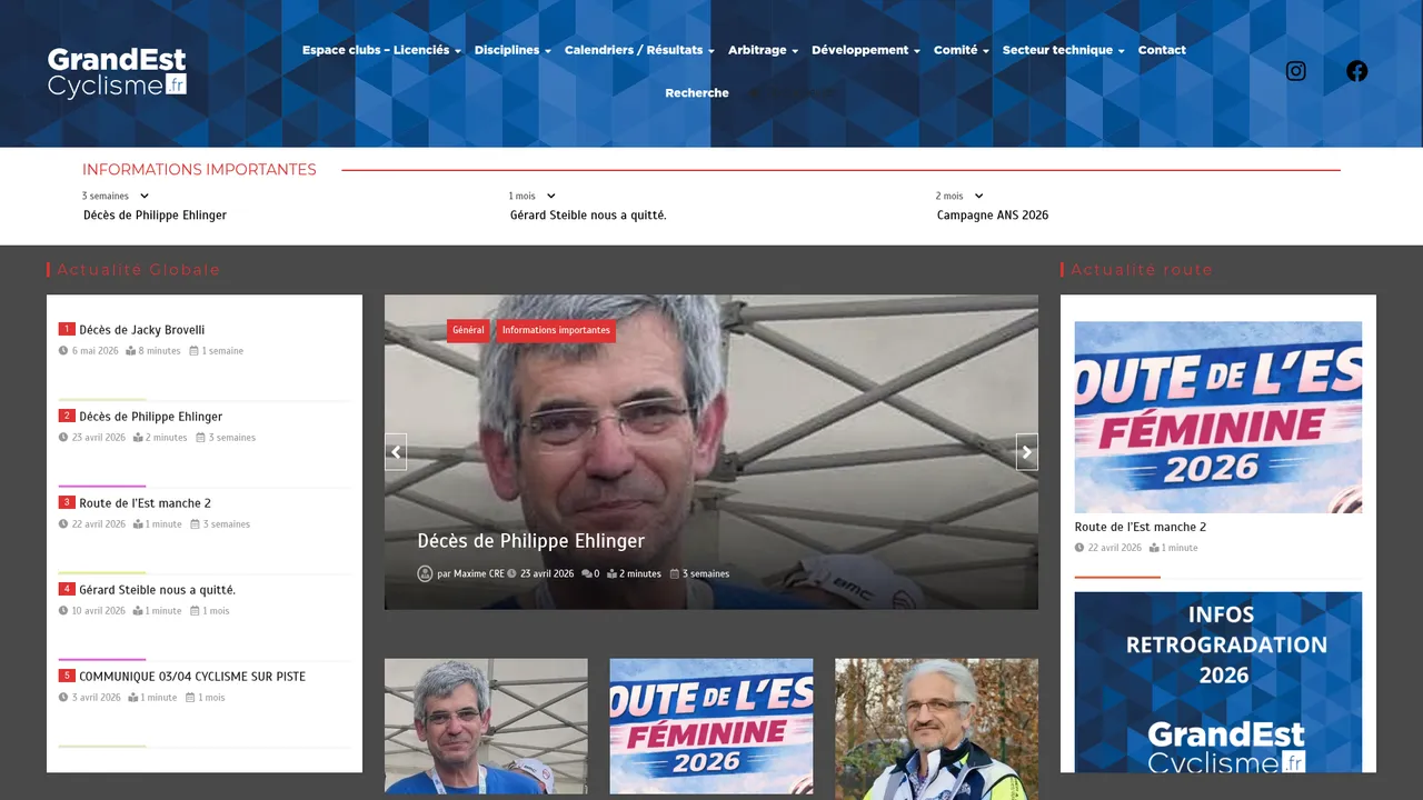 Aperçu du site comitegrandestcyclisme.fr