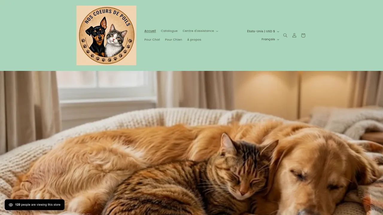 Screenshot de compagnonsaquatrepattes : boutique animaux