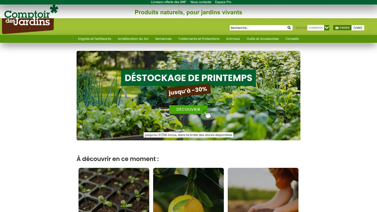 Aperçu du site Comptoir des jardins