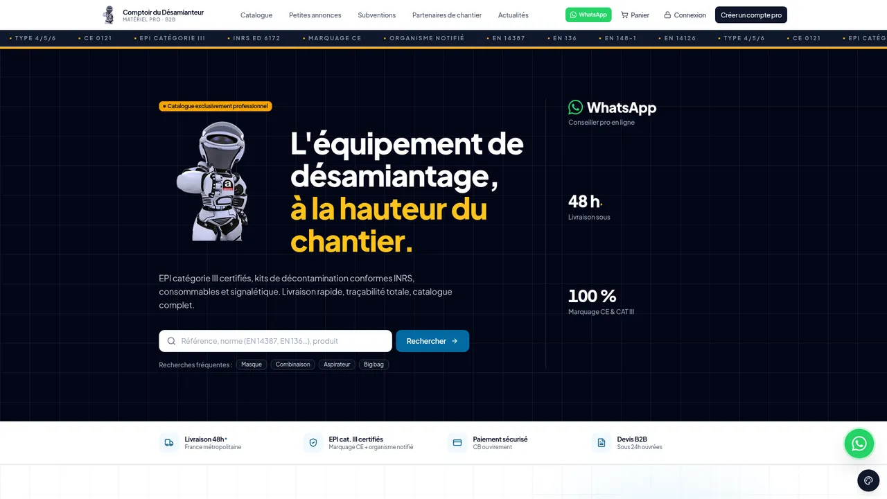 Screenshot de Comptoir du Désamianteur : expert en amiante