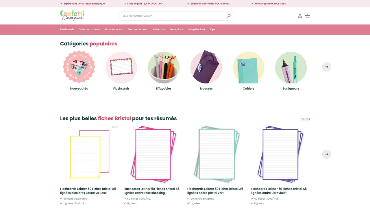 Aperçu du site Confetti Campus