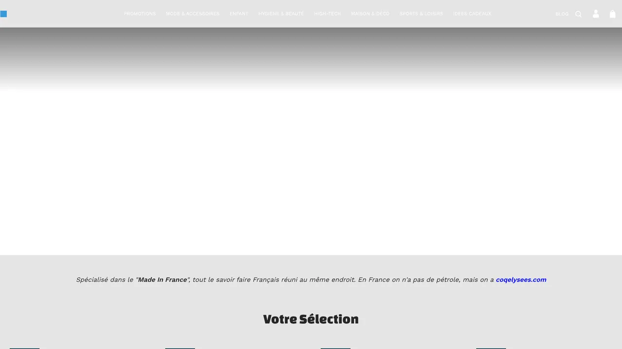 Aperçu du site coqelysees.com : produits Made in France