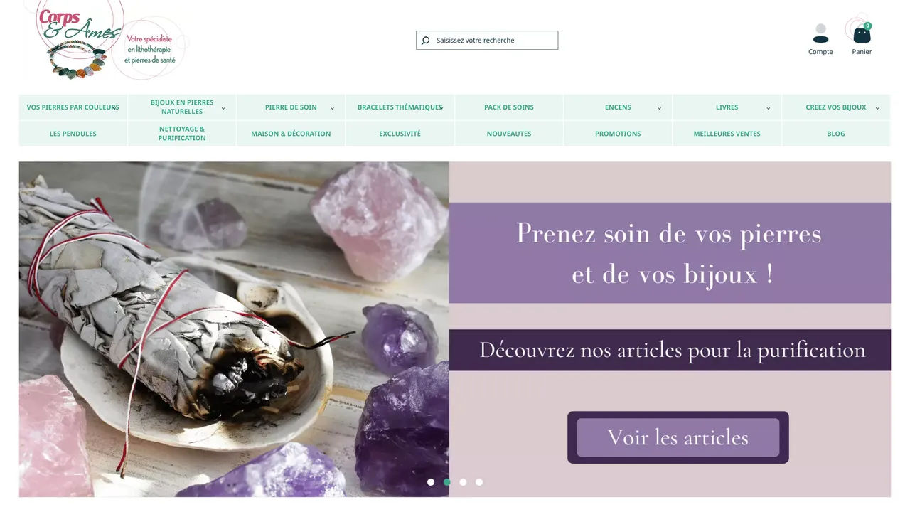 Aperçu du site Corps et âmes lithotherapie