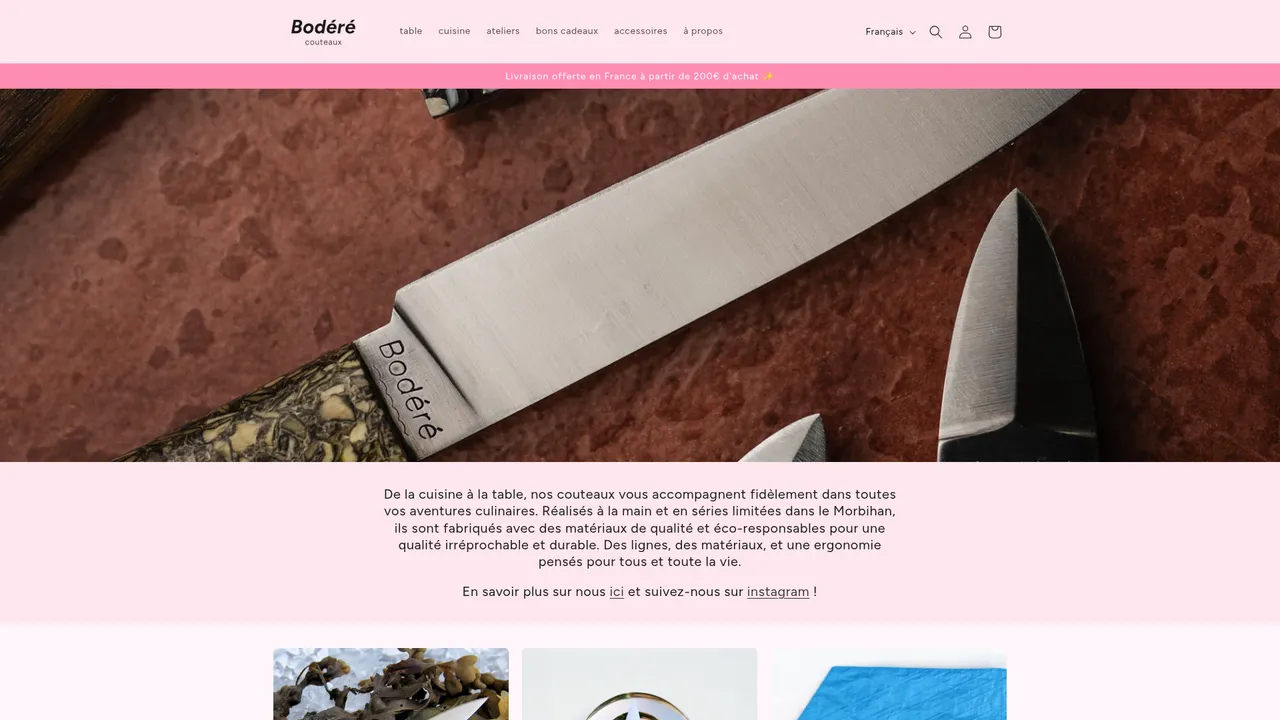 Screenshot de Couteaux artisanaux faits main en Bretagne, durables & uniques