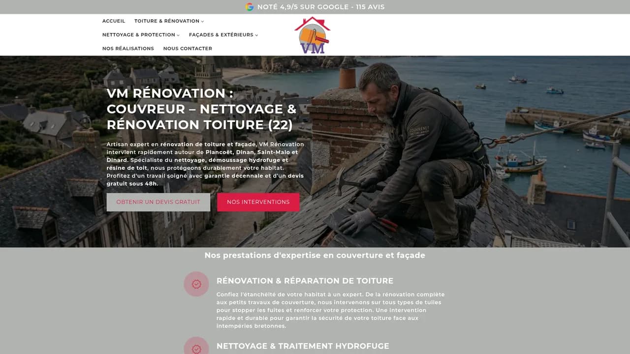 Screenshot de couvreur-breizh.fr