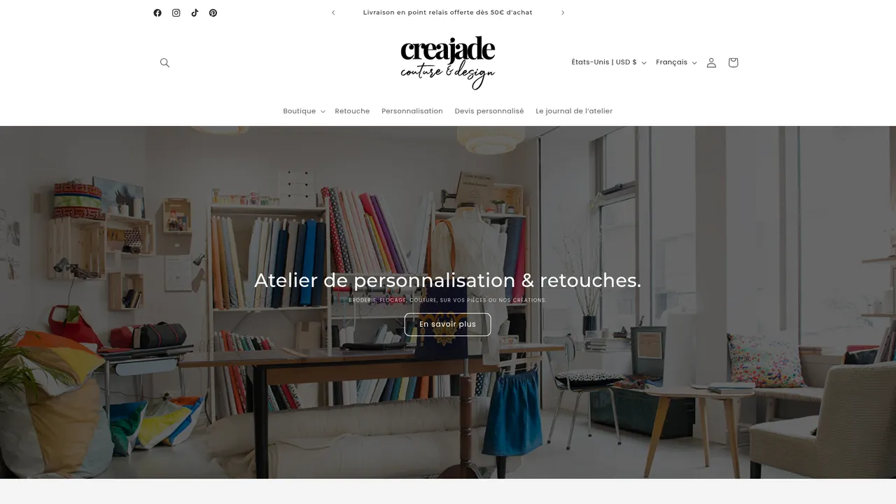 Aperçu du site Créa'Jade Couture