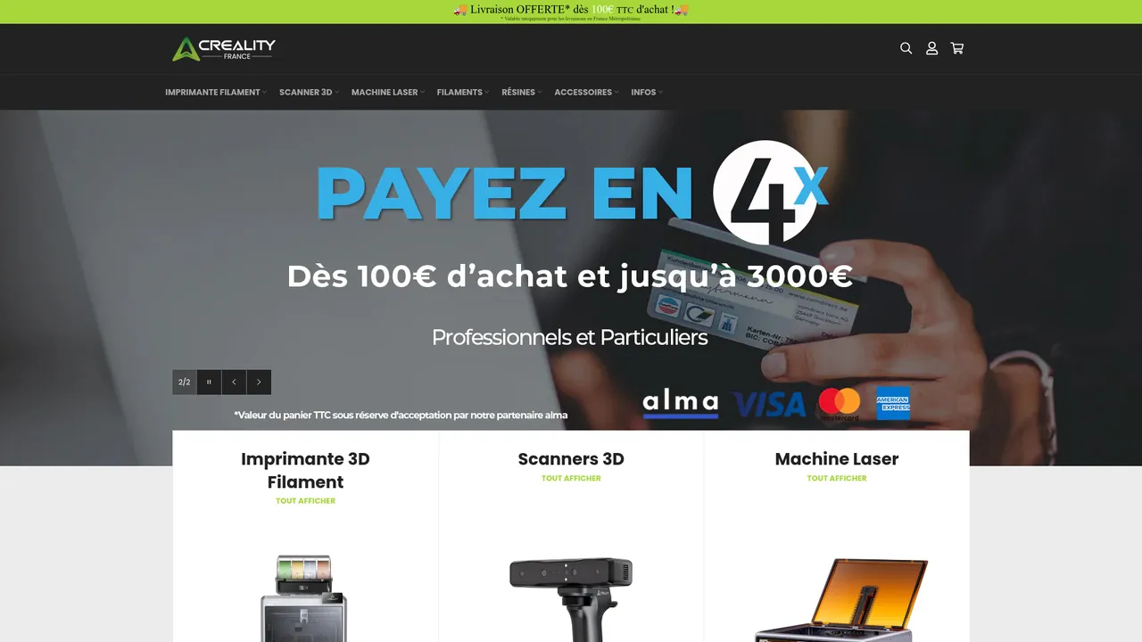 Aperçu du site crealityfrance.fr