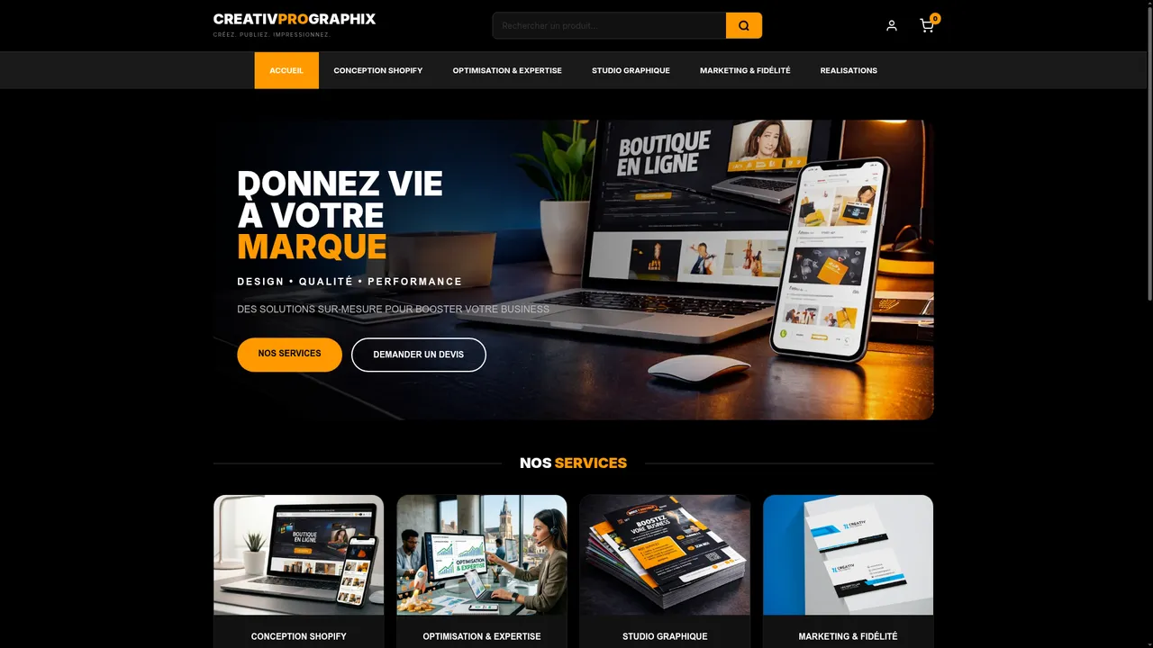 Screenshot de Créativ'pro Graphix | Créez. Publiez. Impressionnez. Design & Web