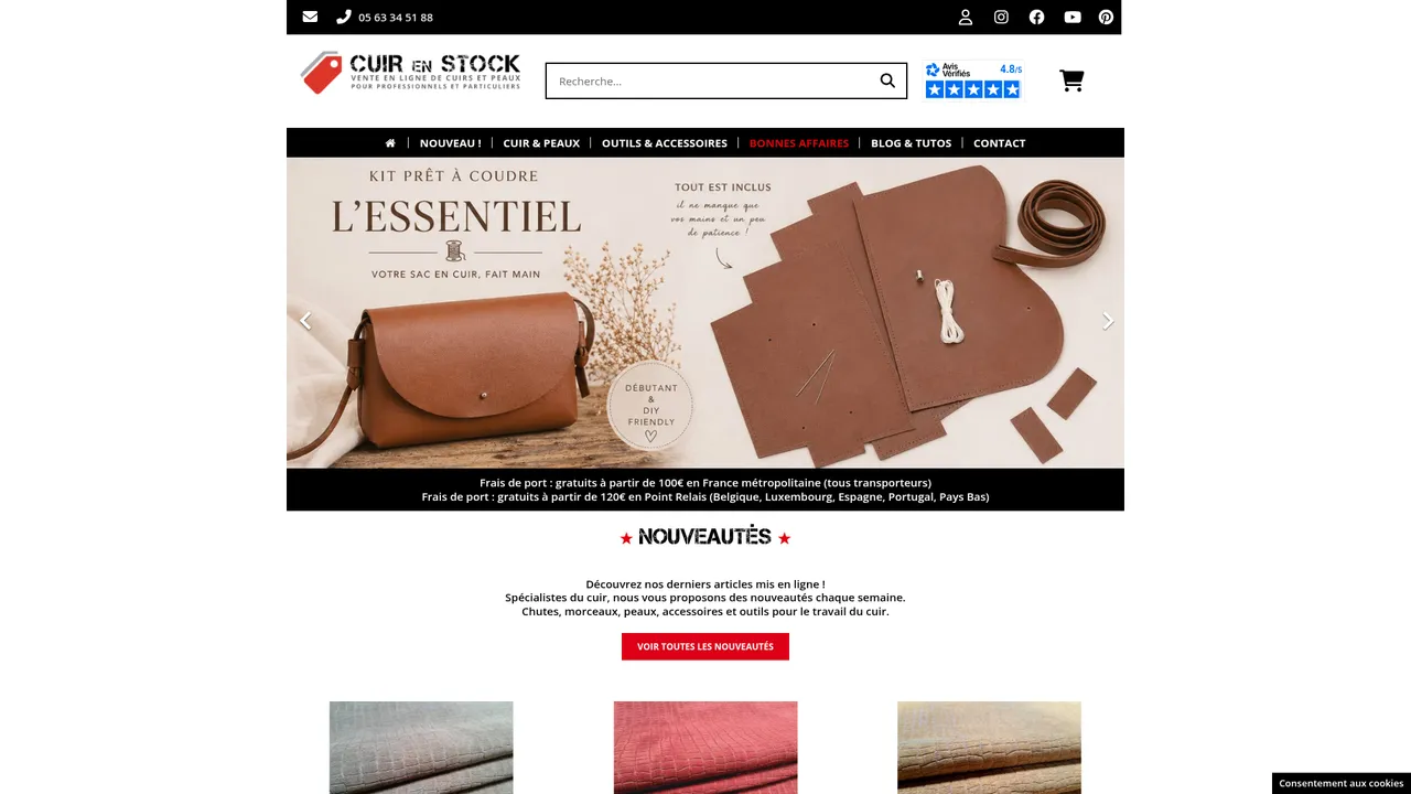 Screenshot de cuirenstock.com