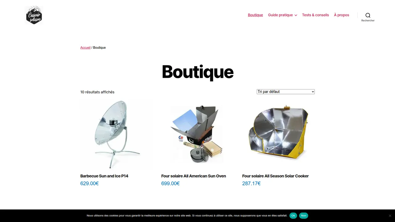 Aperçu du site Cuiseur solaire