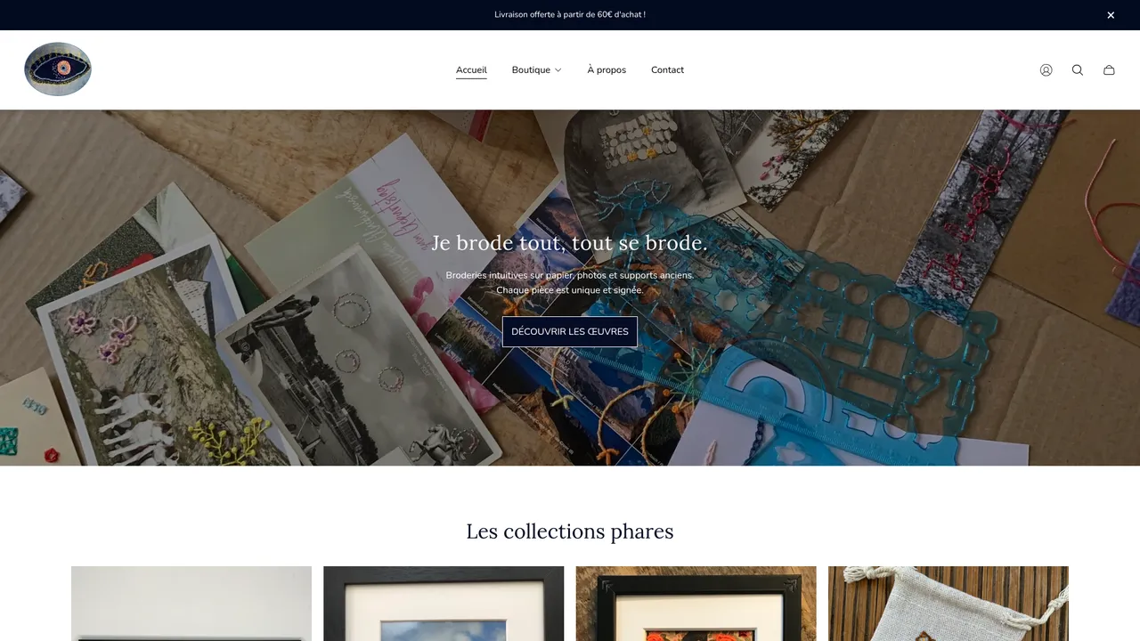 Screenshot de De Fil En Aiguille – Broderie Intuitive sur Papier | Œuvres Uniques