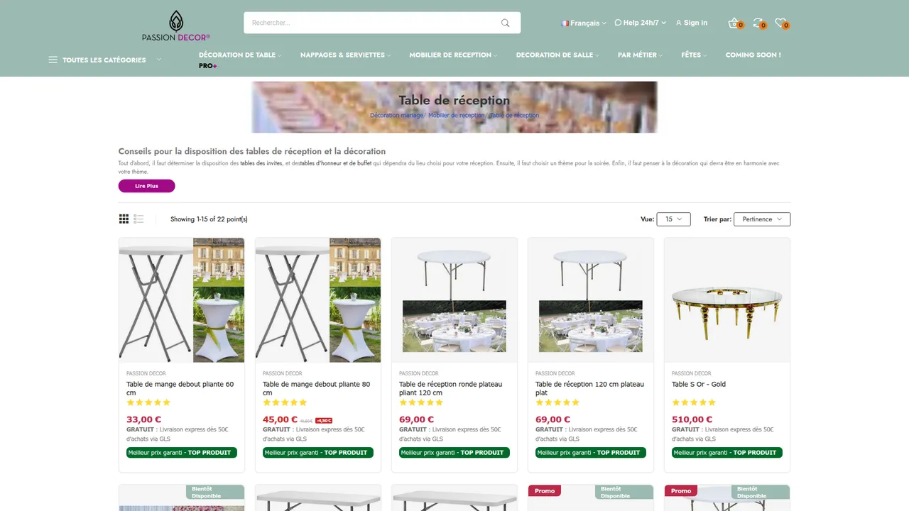 Aperçu du site decoration table mariage