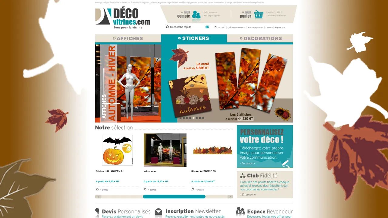 Aperçu du site Stickers de vitrine Decovitrines