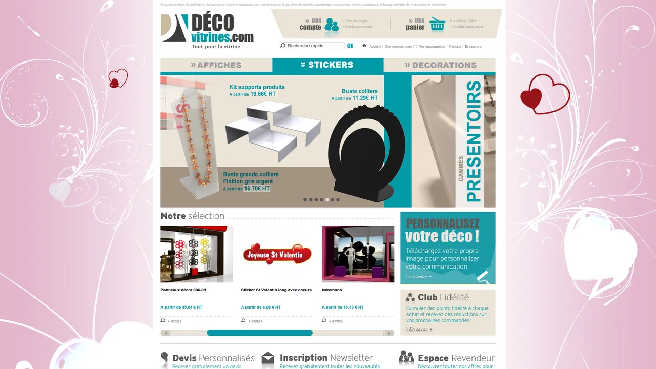 Aperçu du site Stickers de vitrine Decovitrines