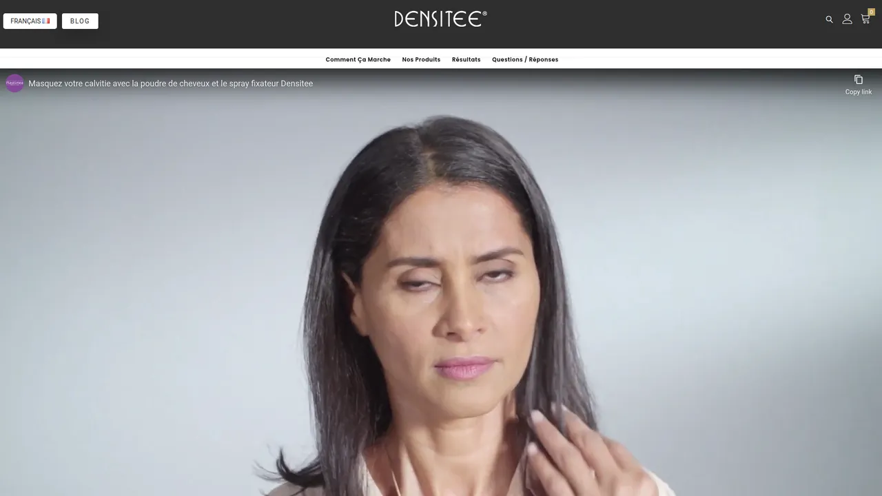 Aperçu du site Densitee - Poudre pour cheveux pour masquer la calvitie