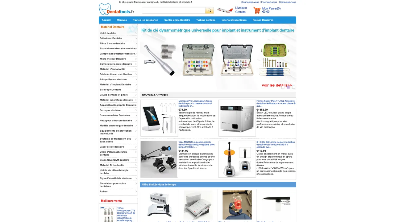 Aperçu du site Dentaltools: Équipements Dentaires Pro