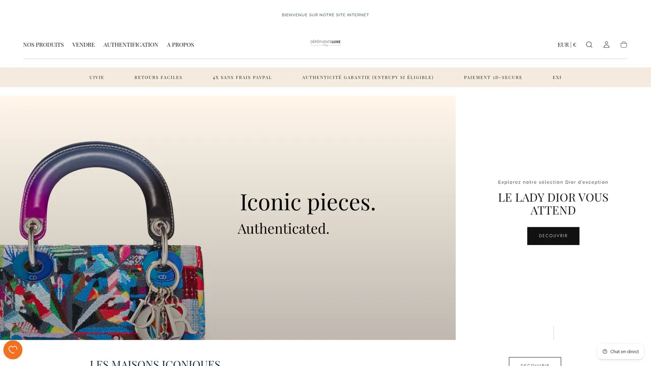 Screenshot de Dépôt Vente Luxe – Mode & Accessoires de Luxe Authentiques d’Occasion