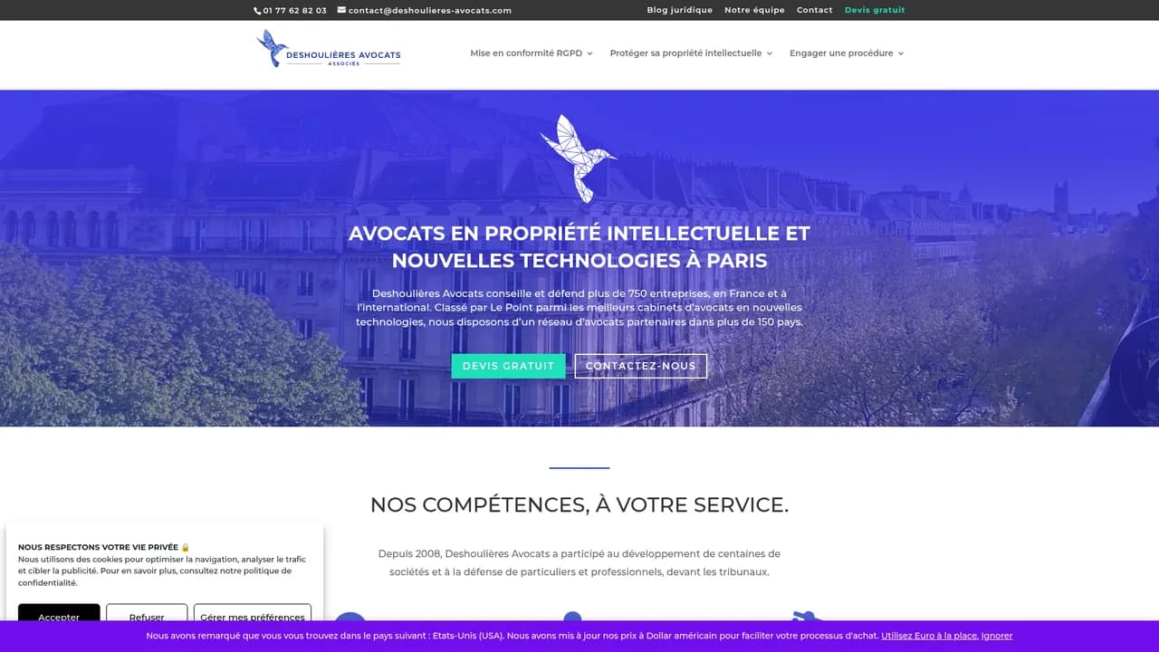 Screenshot de Deshoulières Avocats