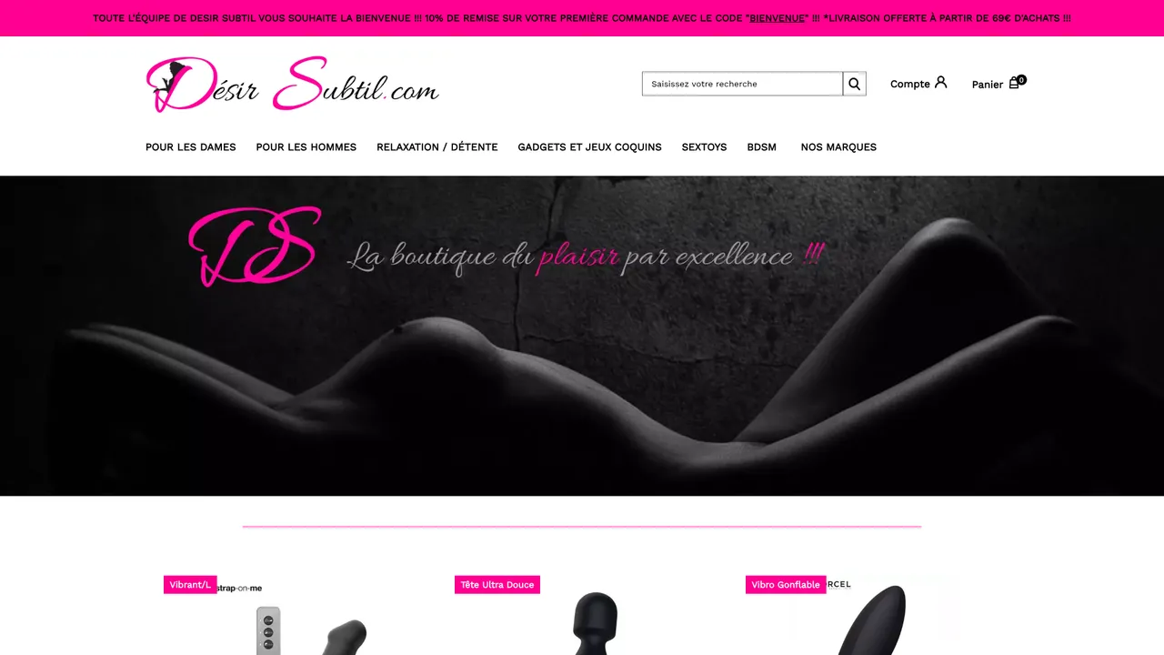 Aperçu du site Désir Subtil