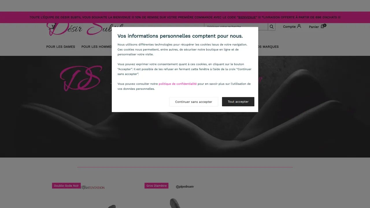 Aperçu du site Désir Subtil
