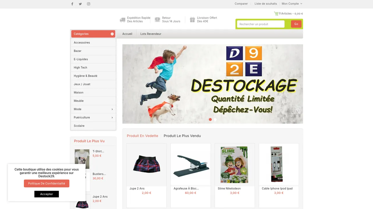Aperçu du site Déstockage à petit prix