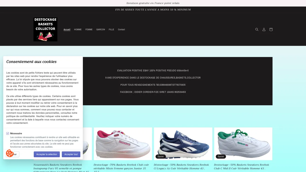 Screenshot de destockbaskets.com