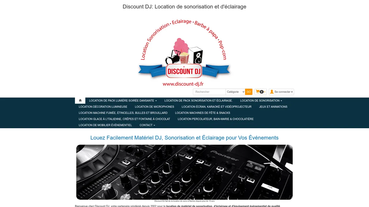Screenshot de discount-dj, location de mobilier pour l'événement extérieur