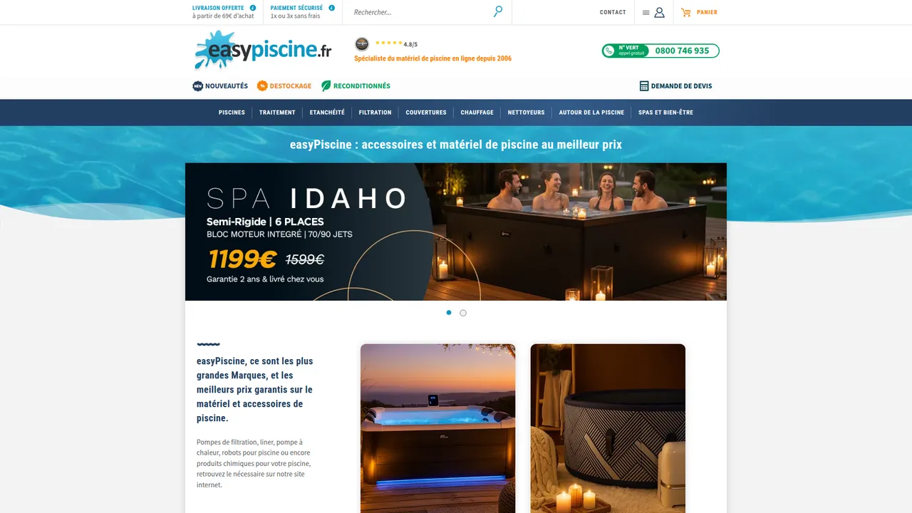 Aperçu du site easyPiscine