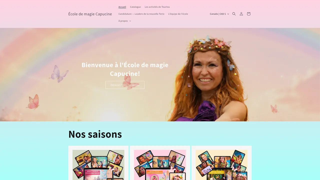 Screenshot de ecoledemagiecapucine.com