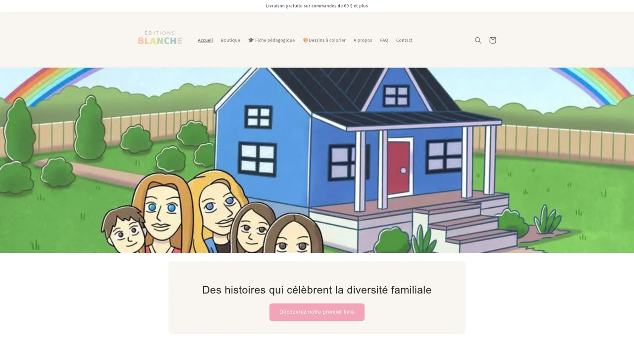 Aperçu du site Éditions Blanche – Livres jeunesse inclusifs et colorés