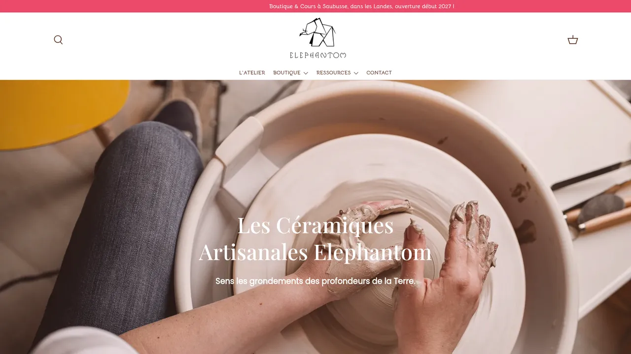 Aperçu du site Elephantom, l'Art de la céramique maison