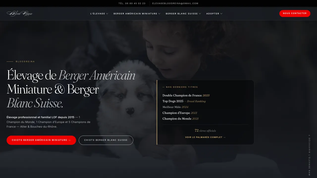 Aperçu du site 🐕🦺 élevage Bloodreina