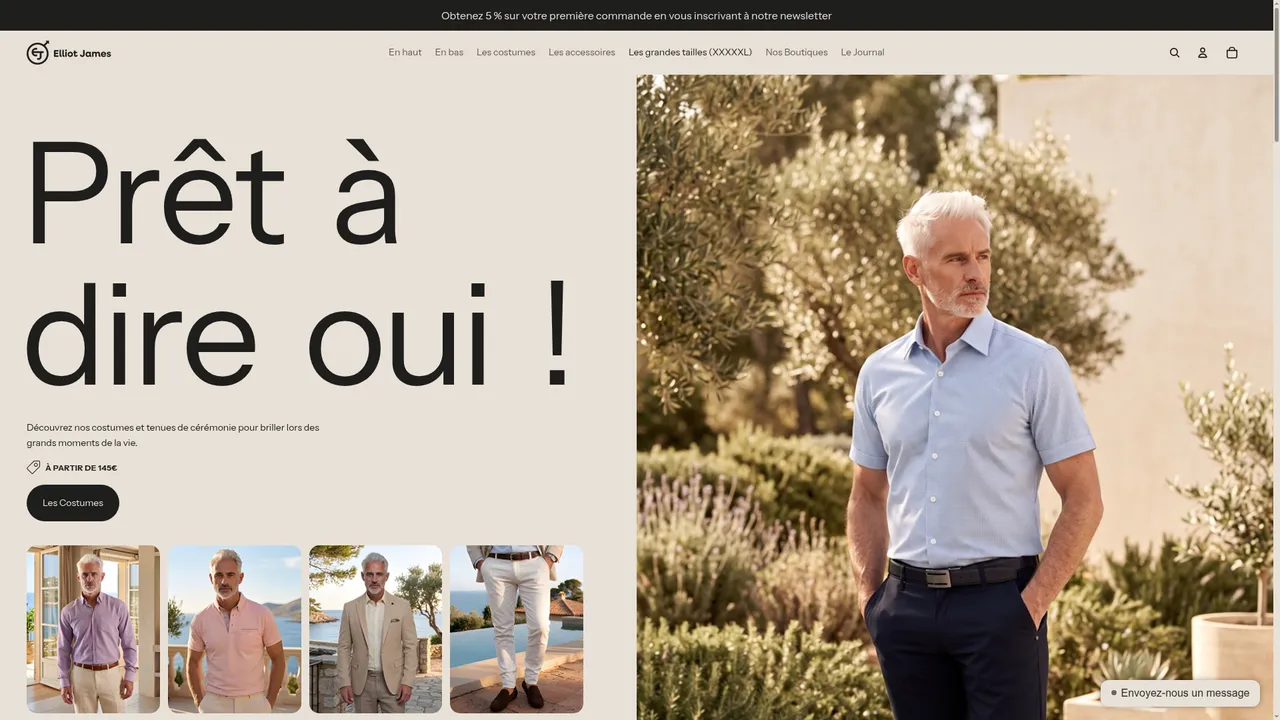 Screenshot de Elliot James, vêtements pour hommes